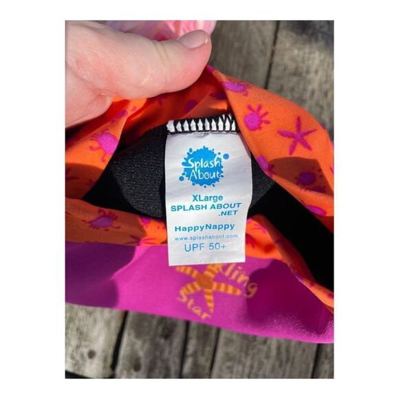 Splash About Happy Nappy Swim Diaper Re-Usable Sz XL Orange Pink - Picture 3 of 7